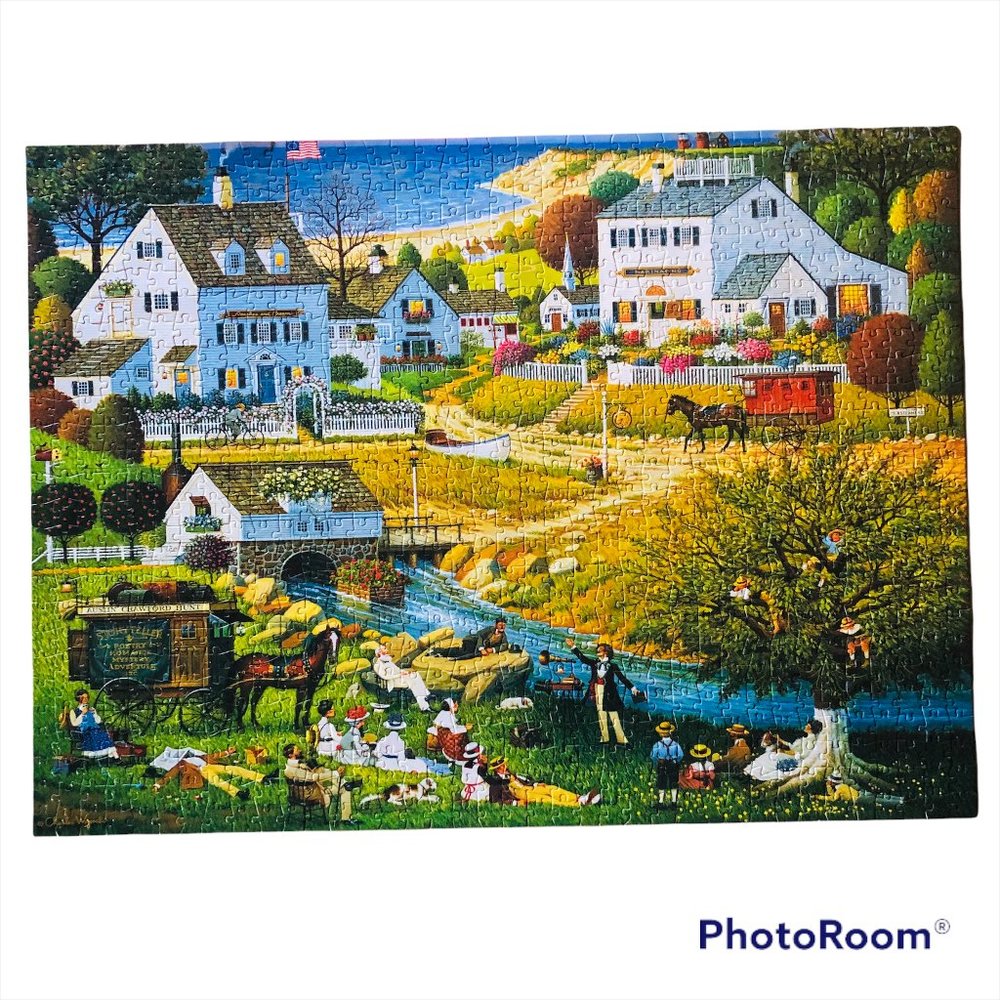 COMPLETE Charles Wysocki Americana Hound of the Baskervilles 1000 Pc Puzzle